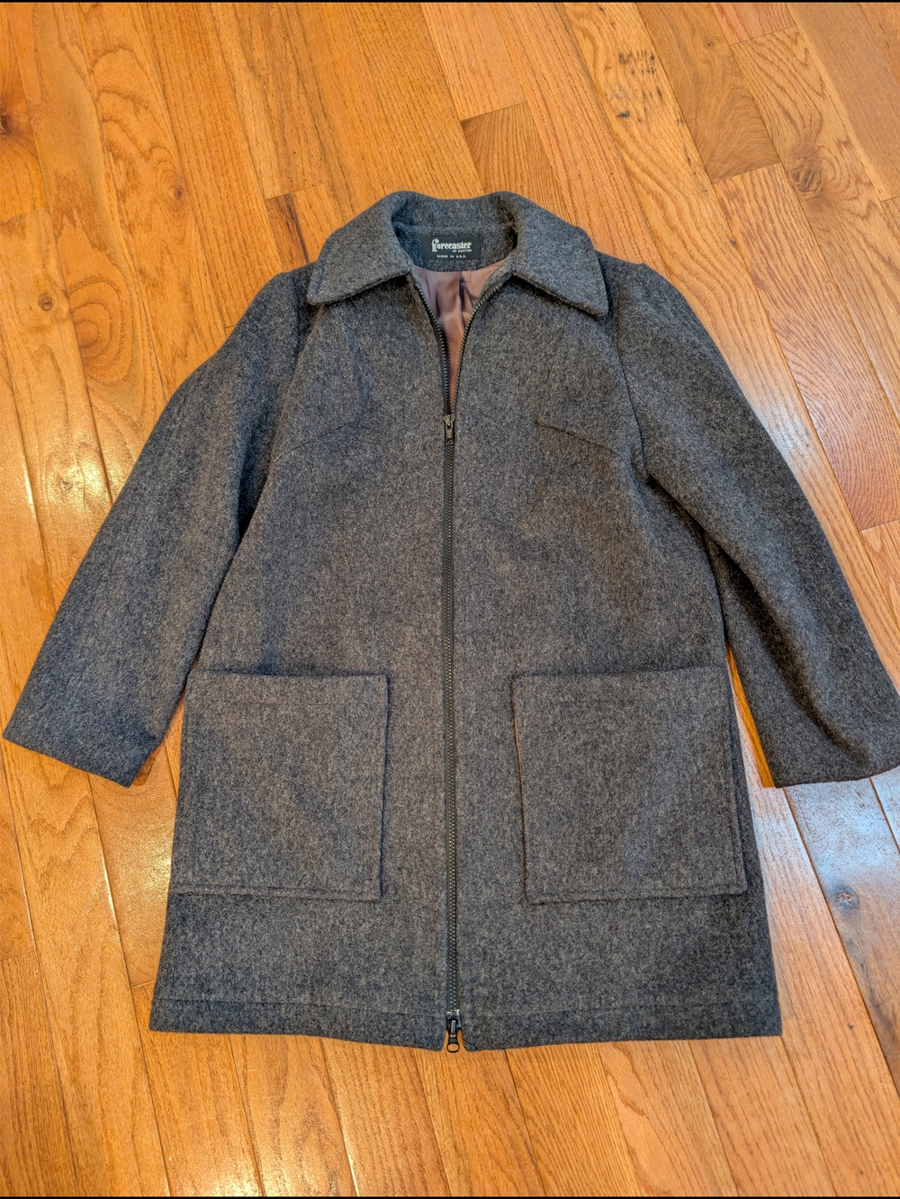 ​VTG Forecaster of Boston Wool Blend Zip Coat Charcoal Grey ILGWU Union Made 5/6